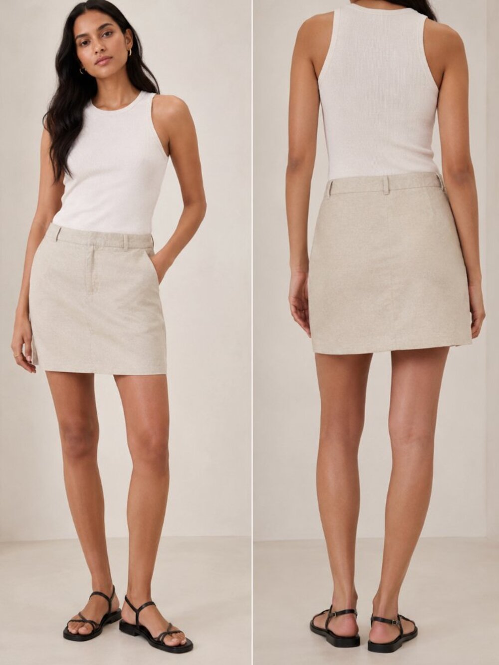 Banana Republic Linen Blend Mini Skirt | Size 10 | Oatmeal Beige